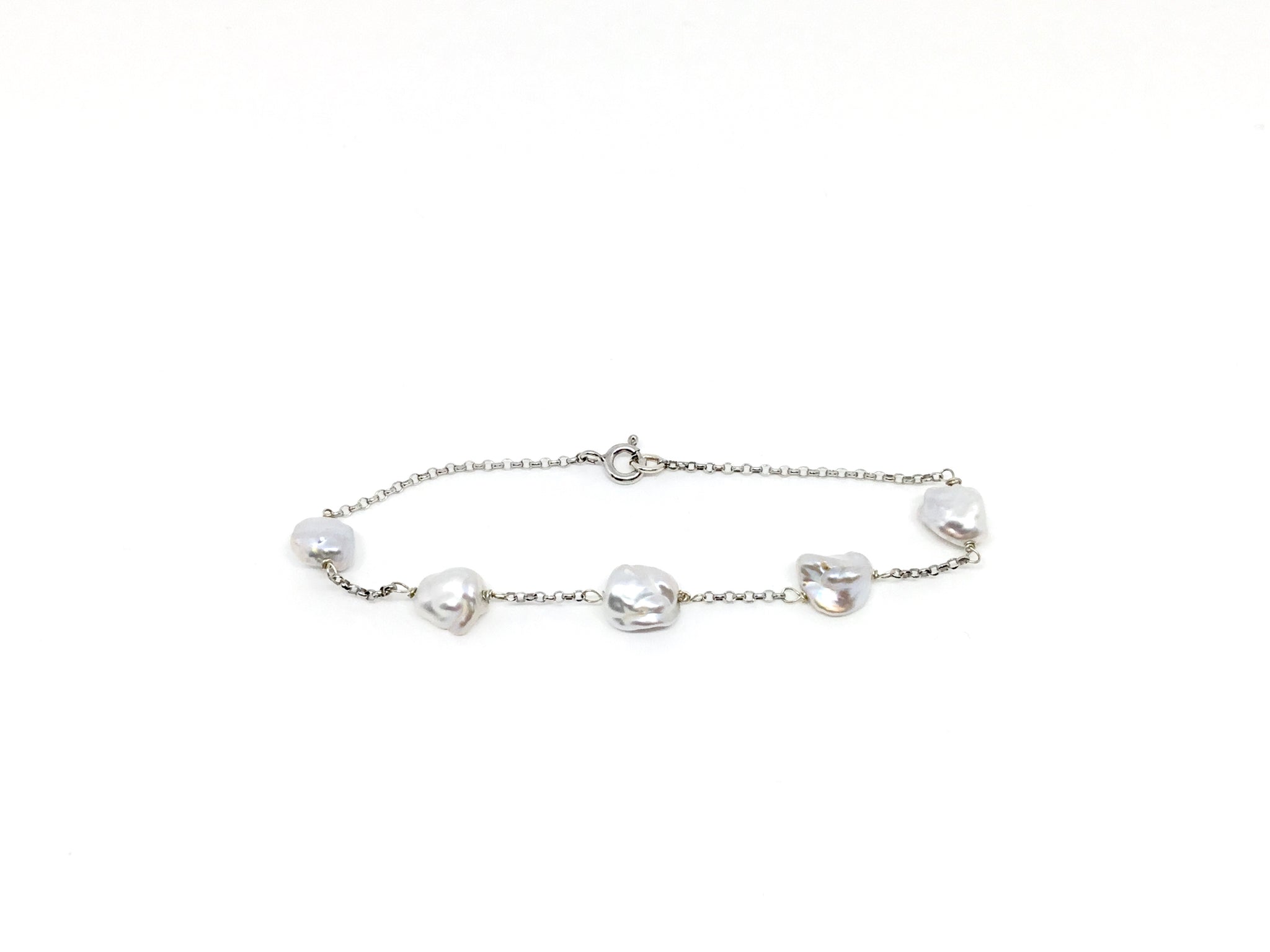 Bracciale in argento 925 con perle keshi
