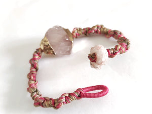 Bracciale “le corde” con quarzo rosa